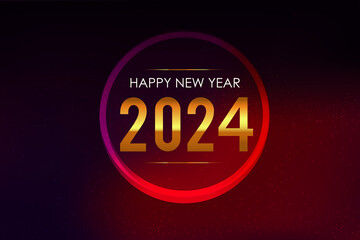 Happy New Year 2024 With Red Background
