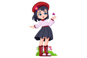 Cute Girl Character Design Illustration