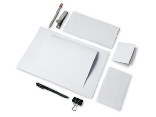 Blank empty white paper, card, envelope stationary mock up copy space template