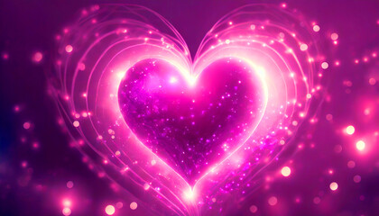 Valentines day background with pink heart on bokeh and glitter background