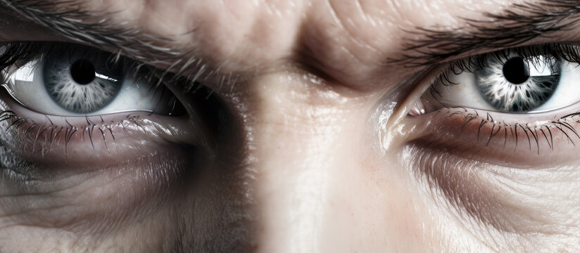 close up of audacious man eye. Determination and courage concept