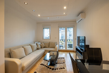Interior of an apartment living room with furniture