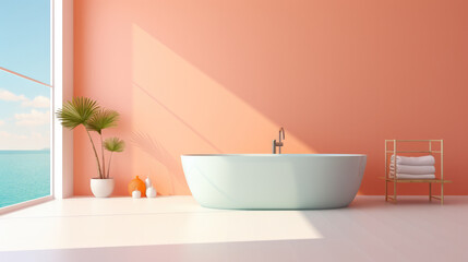 Fototapeta na wymiar Elegant minimalist bathroom design
