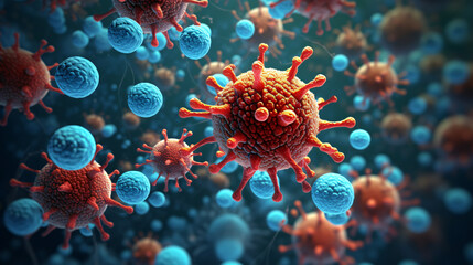 Fototapeta na wymiar 3D illustration of a virus structure.