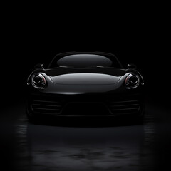 a black sports car in a dark room