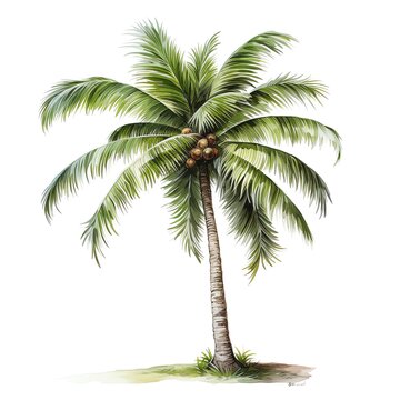 a palm tree with coconuts