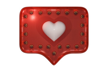 3D Illustration, social media like notification icon with heart