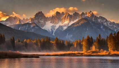 sunset over the mountains | Mountain's Evening Glow | Dusk on High | Alpine Sunset Serenity