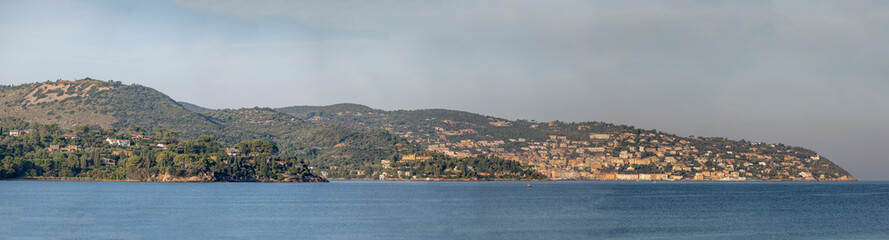 Fototapeta na wymiar porto Santo Stefano village at Argentario promontory on Mediterranean shore, Italy