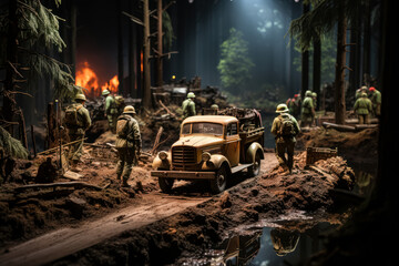 Fototapeta na wymiar Diorama of World War II. Generative AI.