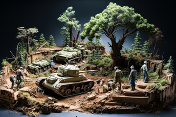 Diorama of World War II. Generative AI.