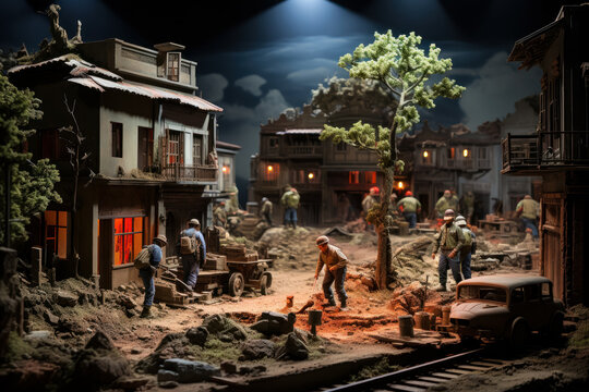 Diorama of World War II. Generative AI.