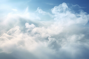 Smoke Floating in Blue Sky with Morning Light