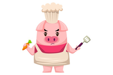 Cute Pig Character Design Illustration