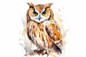 Naklejka premium Painting of owl on branch