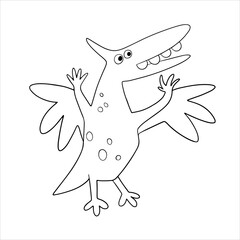 Vector dinosaur pterodactyl drawing for children