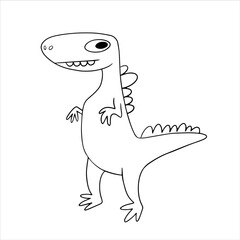 Vector cute funny dinosaur. Colorful hand drawn dinosaur in cartoon style