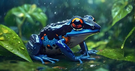 Poison dart frog in the rainforest generative ai