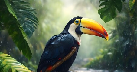 Fototapeta premium toucan in the jungle generative ai