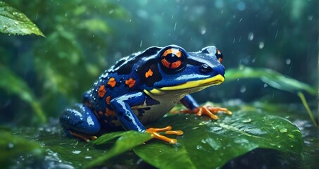 Poison dart frog in rainforest generative ai