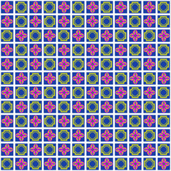Design the fabric pattern in a square grid pattern in a variety of colors