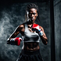 Envision the model in a boxing stance