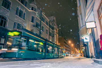 Tram on the Streets Of Helsinki