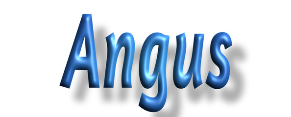 Angus  - lettering - light blue color, embossed tubular font, transparent background, holiday party design, vector project

