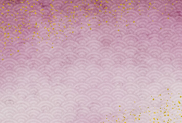 和紙のに金箔が散った背景イラスト。正月、年賀状最適