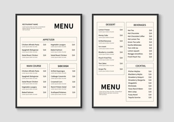 Naklejka na ściany i meble Modern restaurant menu template. Food and drink menu layout design. Vector illustration