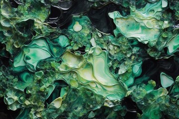 Green marble background. Resin structure. Banner for advertising. Green and black abstraction. Copy space. Wallpaper