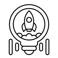 Rocket vector icon on line