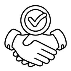 Handshake vector icon on line