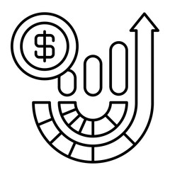 Growth vector icon on line