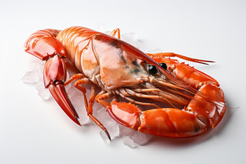 Excellent red shrimp, on a white background. Generative AI.