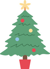 green christmas tree with ornaments