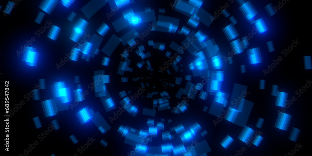 Wall mural abstract space tunnel. background made of squares