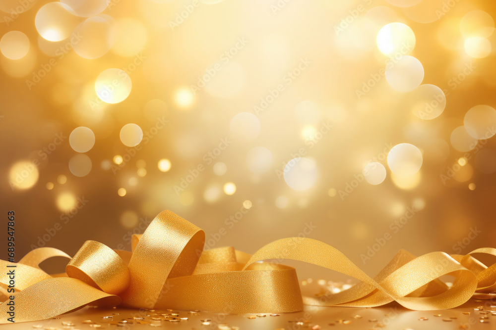Poster luxurious festive golden background with a sparkling bokeh effect