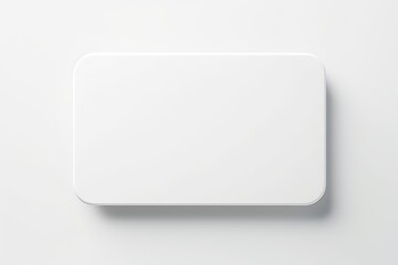 top view of white badge float on white background. Glossy round button. - obrazy, fototapety, plakaty