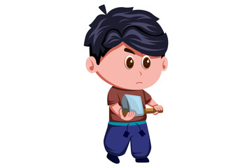 Cute Boy Character Design Illustration