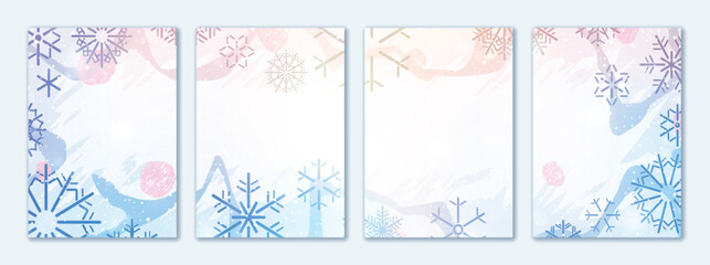 Brochure flyer design, vector background, vertical a4 format, winter vector background, holiday frame with snowflakes
