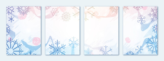 Brochure flyer design, vector background, vertical a4 format, winter vector background, holiday frame with snowflakes