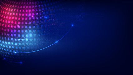 Abstract Futuristic Digital Technology Background with Light Effect, vector illustration