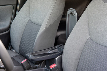 Open glove compartment box inside modern car