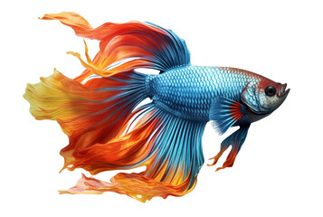 Fototapeta premium beautiful colorful betta fish isolated transparent background. generative ai