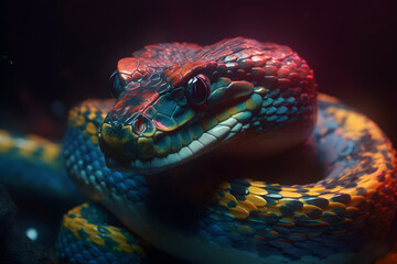 Close-up on a beautiful snake. 