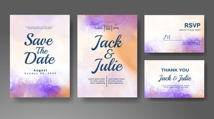 Wedding invitation with abstract watercolor background