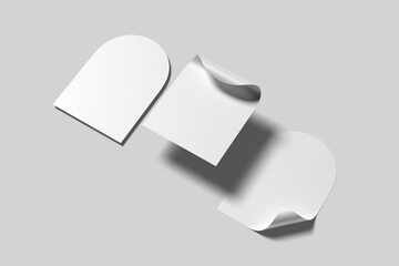 Three blank arch shaped stickers mockup