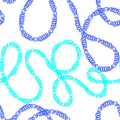 Naive seamless squiggle pattern with bright colored textured wavy lines on a light background. Creative abstract squiggle style drawing background.