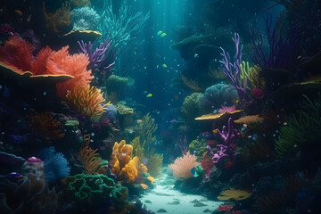 coral reef and fishes. 